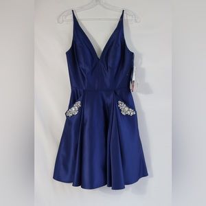 New Blondie Nights spaghetti straps, fit & flare blue mini dress. Size 1 Junior